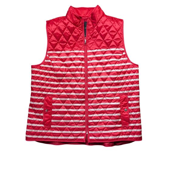 Talbots Jackets & Blazers - TALBOTS puffer Vest, size XL, Red/Coral & white stripe, classic styling
